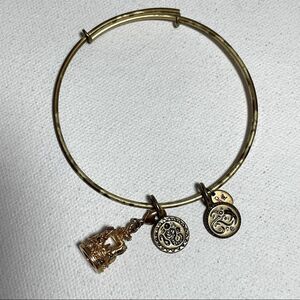 Alex and Ani and Chrysalis crown, lotus, OM, aquamarine charm Bracelet lot